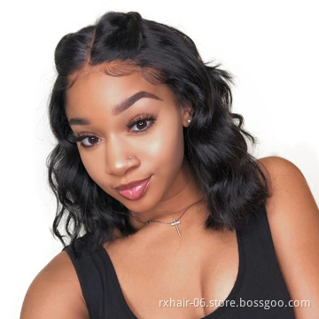 Short Bob Wavy Cuticle Indian Remy Virgin Silver Lace Front Cheap Human Hair High Density Overseas Body Wave Full Lace Wigs